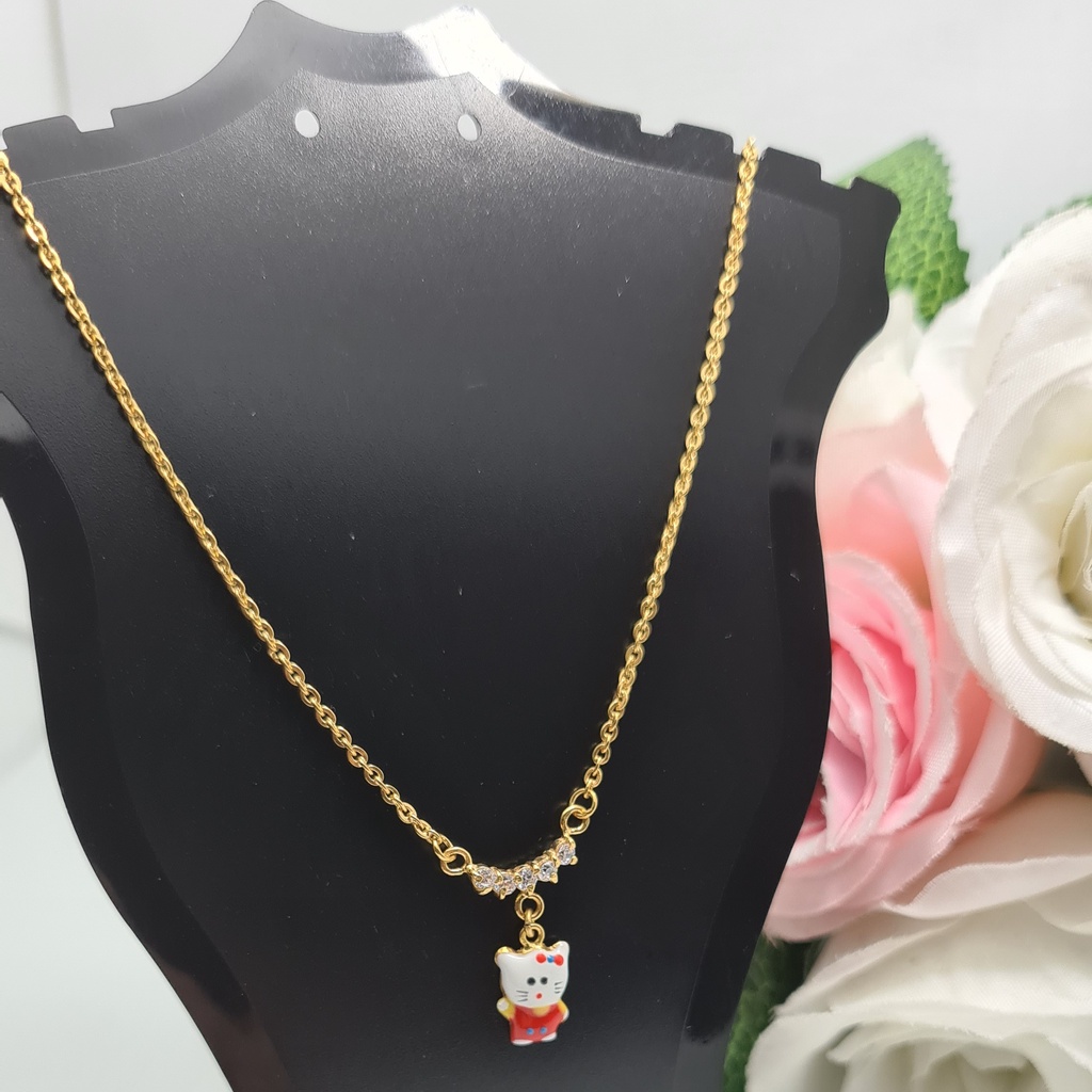 Kalung Anak Emas Muda Bandul Hello Kitty Mata 2 Gram