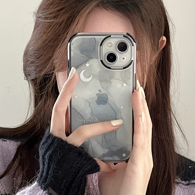 Baolongwish Apple Casing hp IPhone 11 12 13 14 Pro Max iPhone 14 Plus Shockproof Cassing iphone 11 12 case hp iphone 13 Black Starry Sky Moon Girls Gift