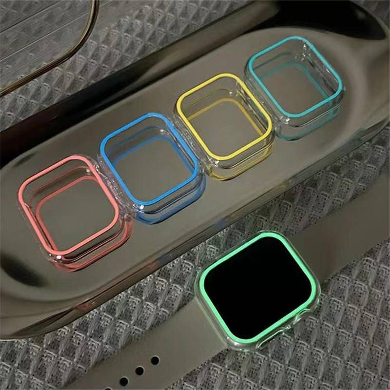 Case Pelindung Layar Luminous Untuk Apple Watch Seri 8 7 6 5 4 3 2 1 SE SE2 bumper 45mm 41mm 44mm 40mm 42mm 38mm