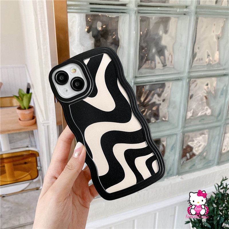 Art Zebra Pattern Phone Case Realme C53 C15 C11 2020 C21Y C25 C35 C25s C25Y C12 C20 C11 2021 C3 C20A Realme 9i 6i 5i 5 5s C1 C2 Tepi Bergelombang Garis Tidak Teratur Lembut TPU Penutup Belakang