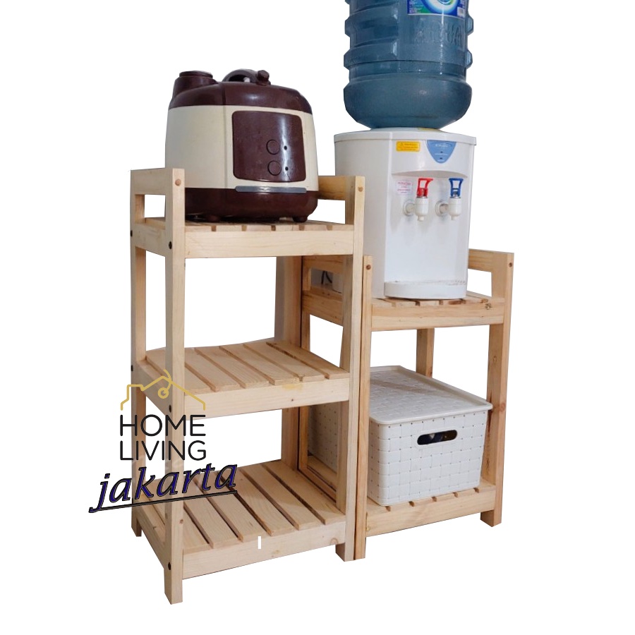 Rak Rice Cooker Dan Dispenser /Rak Susun Serbaguna Kayu Jati Belanda / rak tas /rak sepatu /rak helm