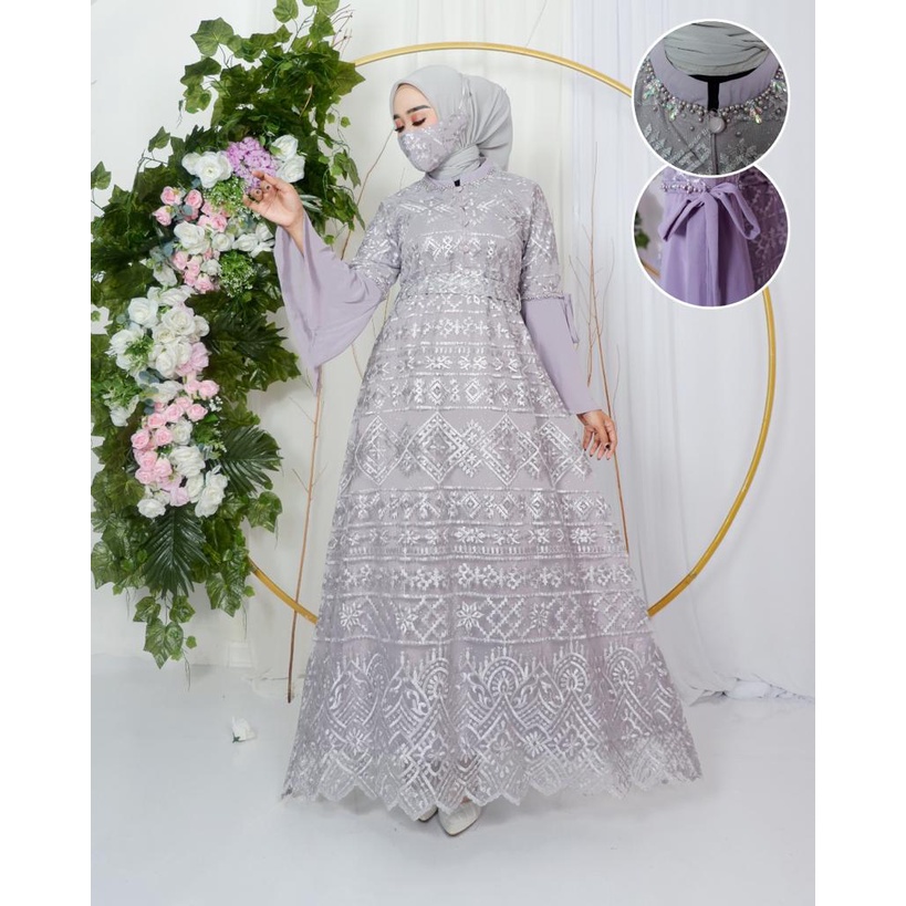 Permata Olshop / Gamis Kebaya Shanum / Kebaya Dress Modern / Gamis Kondangan / Gamis Brukat / Gamis Pesta Mewah / Gamis Kebaya Busui / Gamis Kancing Depan