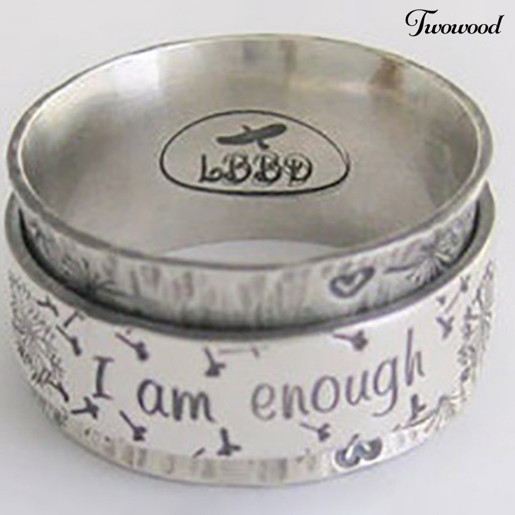 Cincin Handmade Desain Tulisan I am Enough Gaya Vintage Untuk Pria Dan Wanita