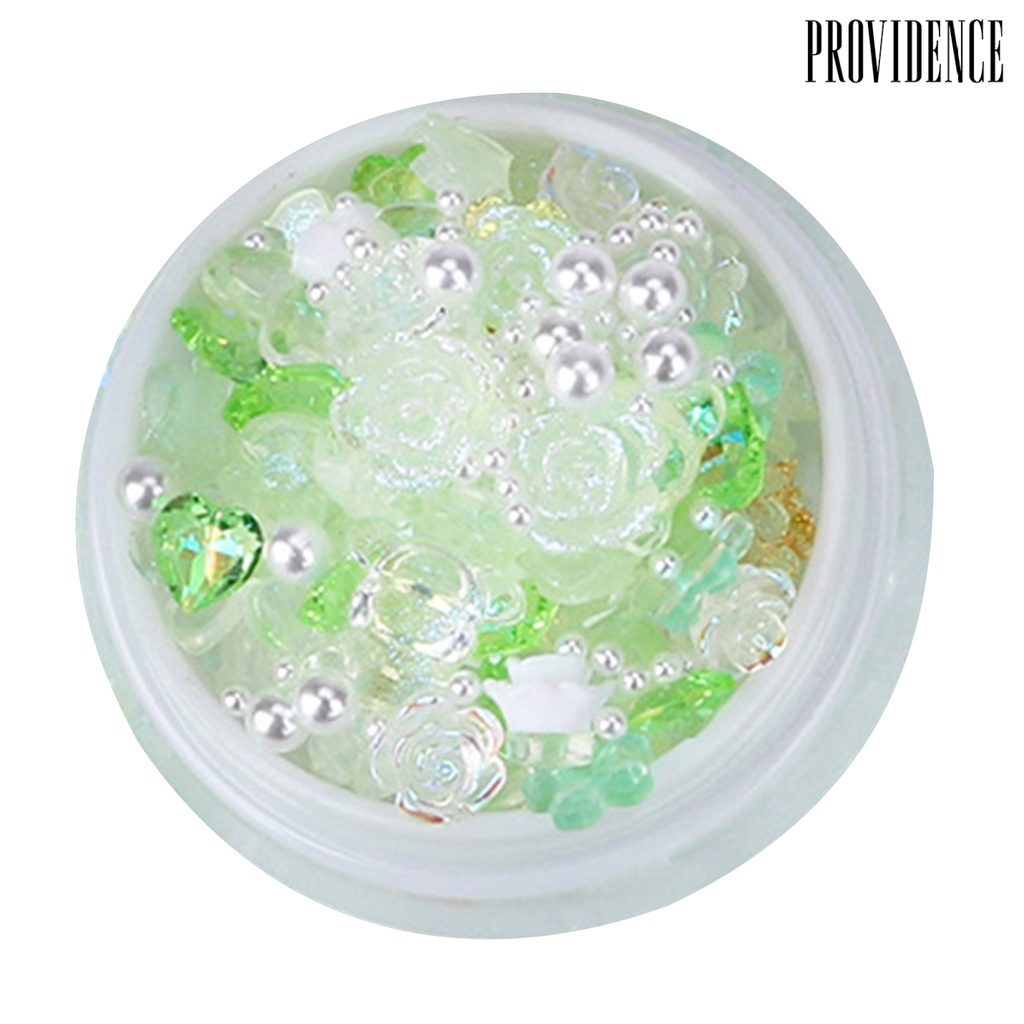 Providence 1 Kotak Mutiara Imitasi Bentuk Pita / Hati / Bunga Mawar / Beruang Bahan Resin Untuk Dekorasi Nail Art