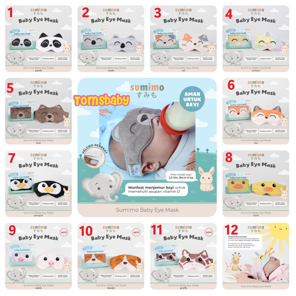 [TOMS] SUMIMO (1pcs) Kacamata Jemur Bayi KARAKTER ULTRASOFT / Kaca Mata Jemur Bayi / Eye Mask Protector