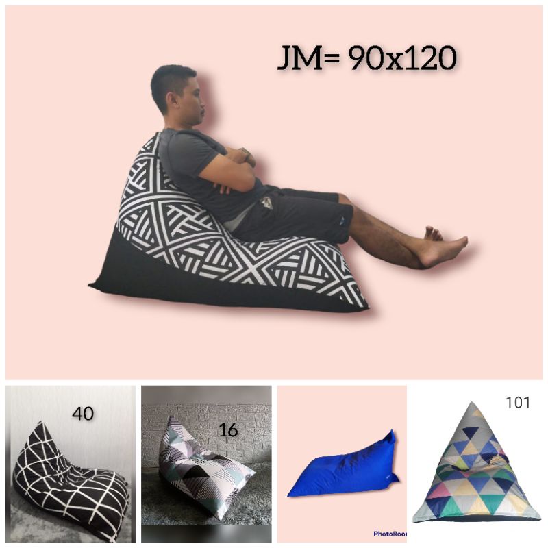 Bean Bag Triangle Plus isi Size LARGE Dewasa Motif/ Kursi Santai Bean Bag Murah