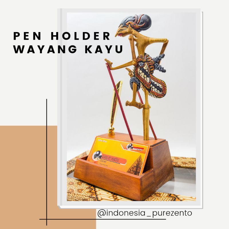 Jual PEN HOLDER WAYANG KAYU COSTUM (FREE BOX BATIK) Shopee Indonesia