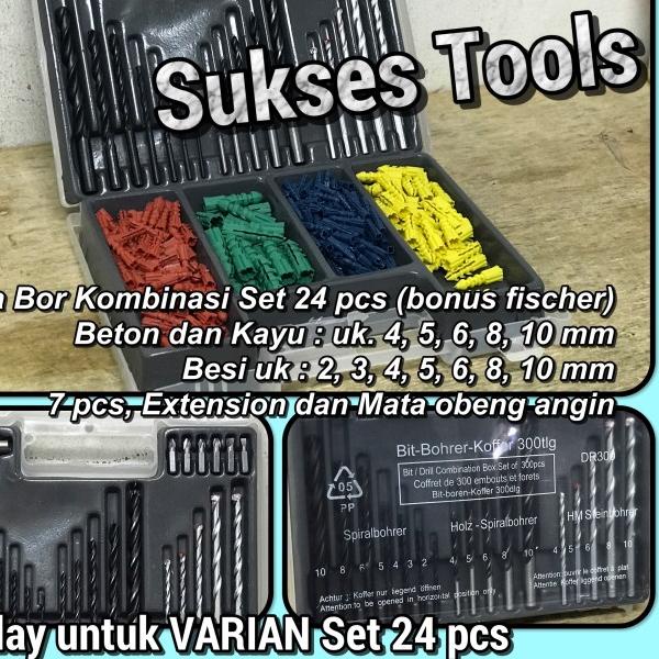Mata Bor Set 9pcs ( Mata Bor Besi, Beton dan Kayu ) - Set 24 pcs