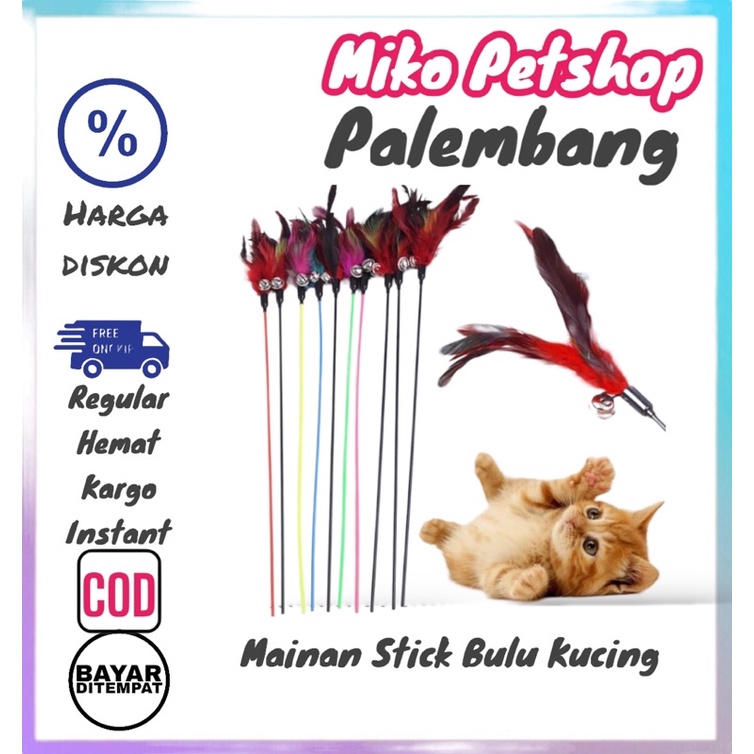 Mainan Kucing Stick Bulu Gagang Hitam