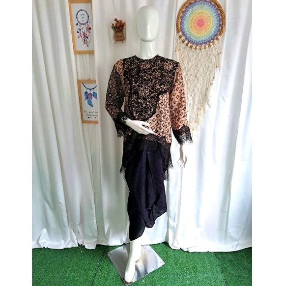 Viscose Batik setelan outer wanita abu mocha