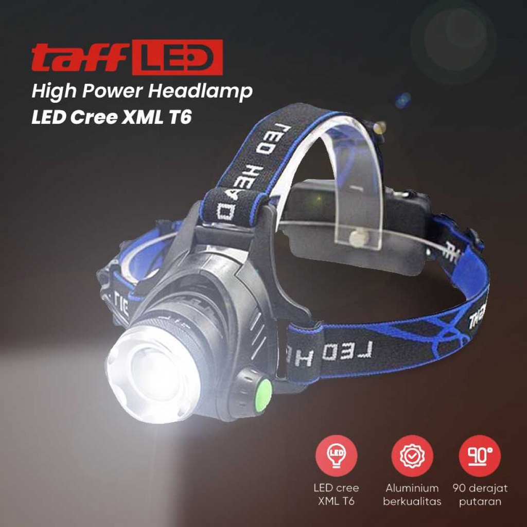 Senter Kepala High Power Headlamp LED Cree XML T6  Charger