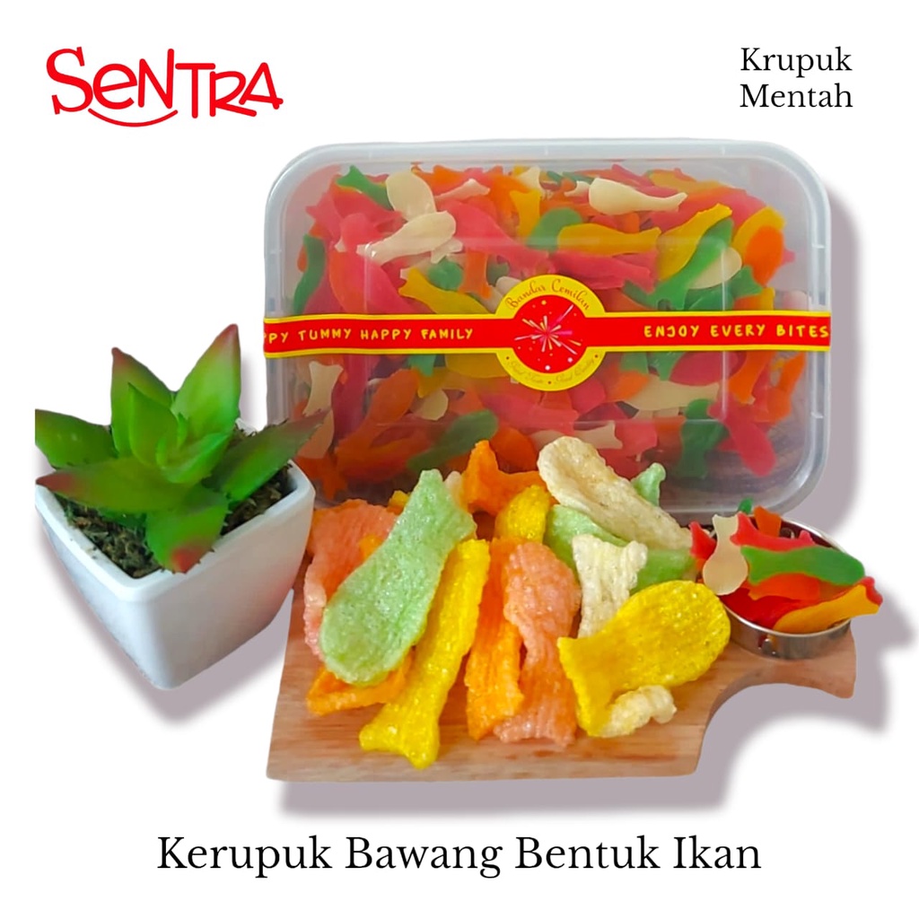

Kerupuk Bawang Bentuk Ikan Warna Warni || Kerupuk Kering Mentah Box Premium