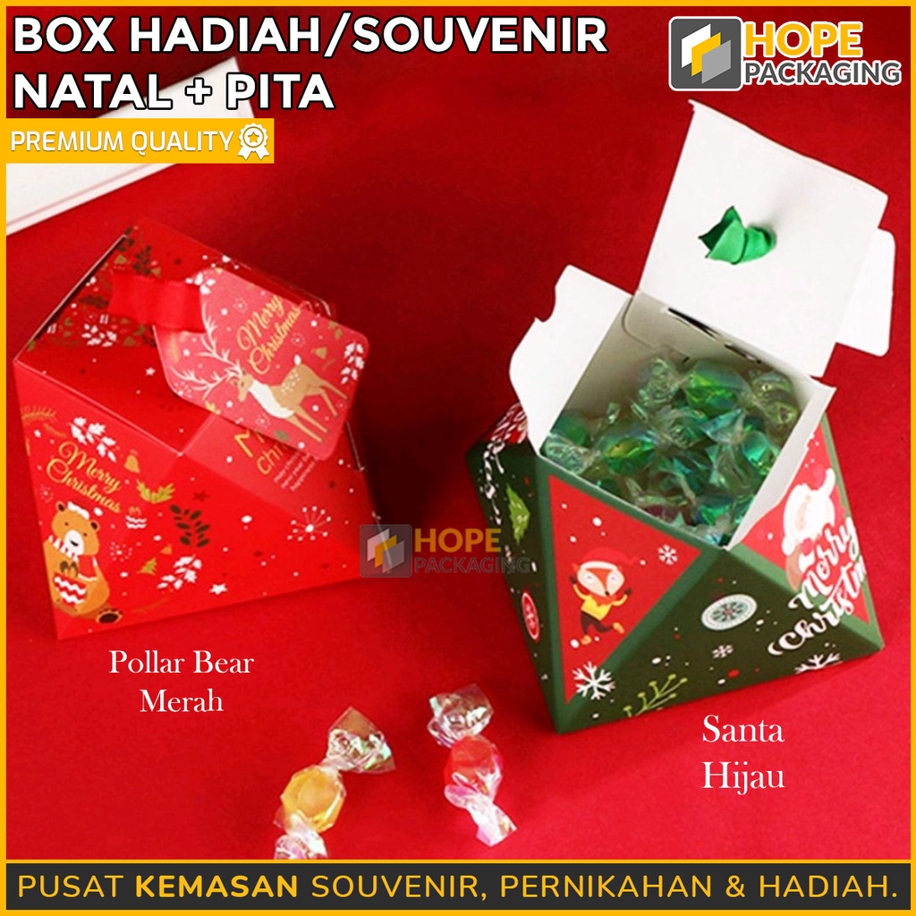 Box Hadiah / Souvenir natal Pita / bentuk piramid Karakter Santa / Rusa / Polar bear / christmas candy box