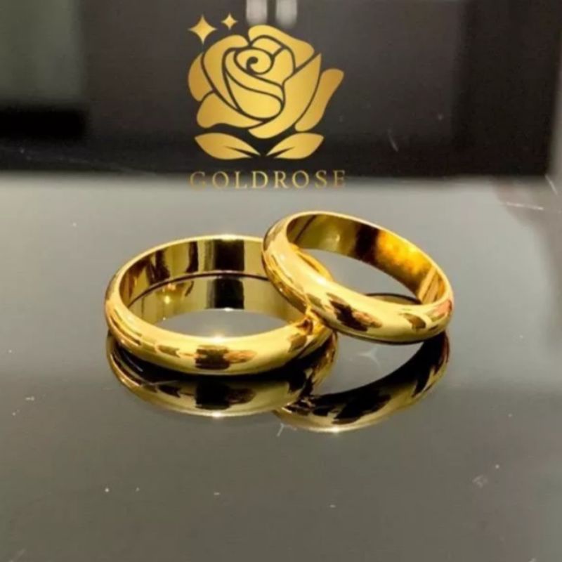 Cincin Titanium Polos Terbuat dari Coin Logam Asli Anti Luntur
