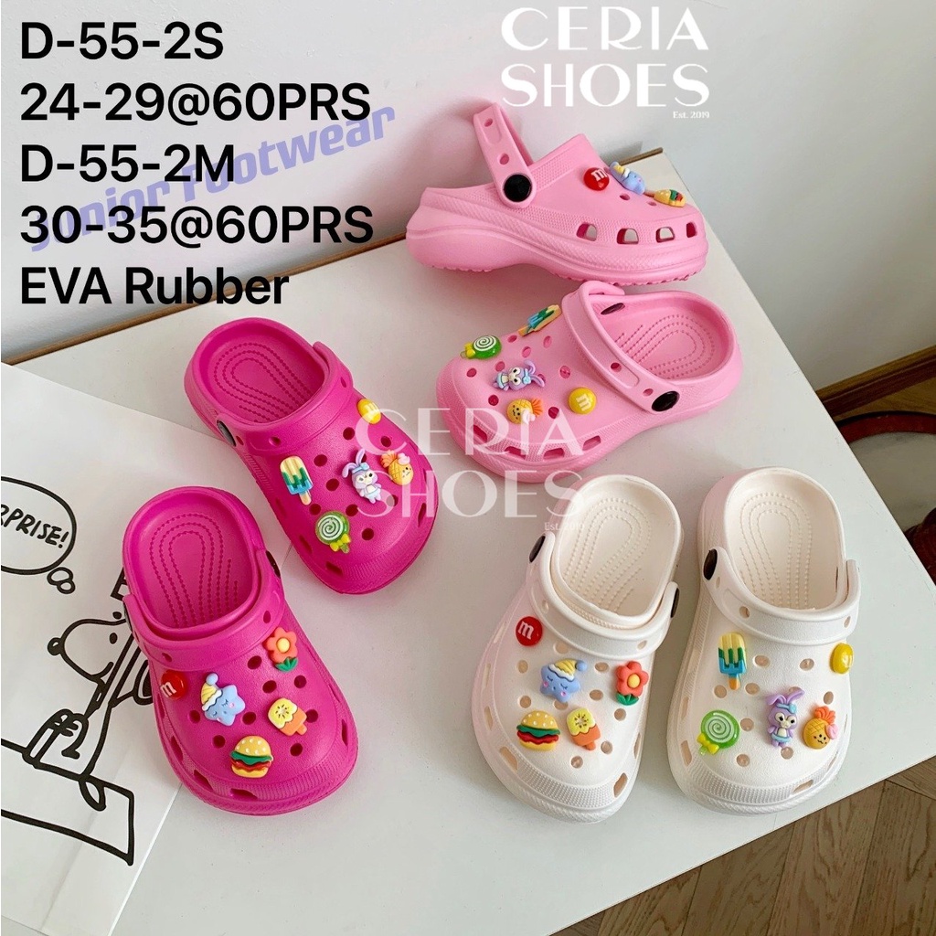 EVA UKURAN ANAK Sandal Baim Spons Import Karet Anak Perempuan Motif Candy Jibbitz Sol Tebal 3 Cm Non-Slip D55-2