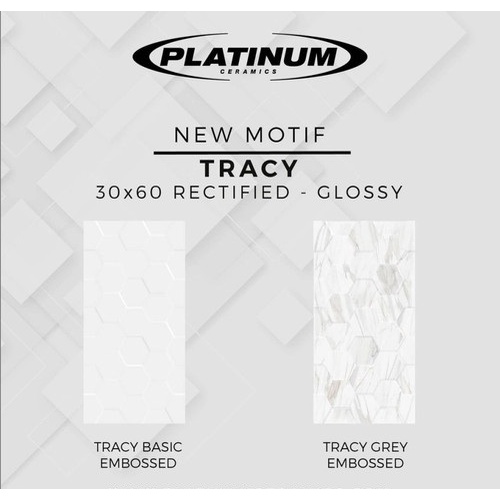 KERAMIK DINDING PLATINUM 30X60 TRACY BASIC GREY EMBOSSED
