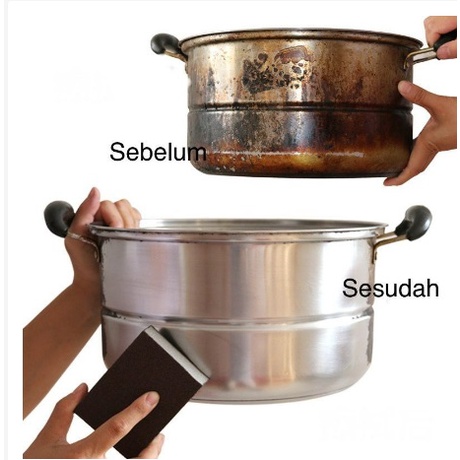 Busa Pembersih Kerak Panci Wajan Magic Sponge Busa Spons Amplas Ajaib Magic Sponge Pembersih Kerak Karat dan Kotoran Pada Panci Wajan Stainless