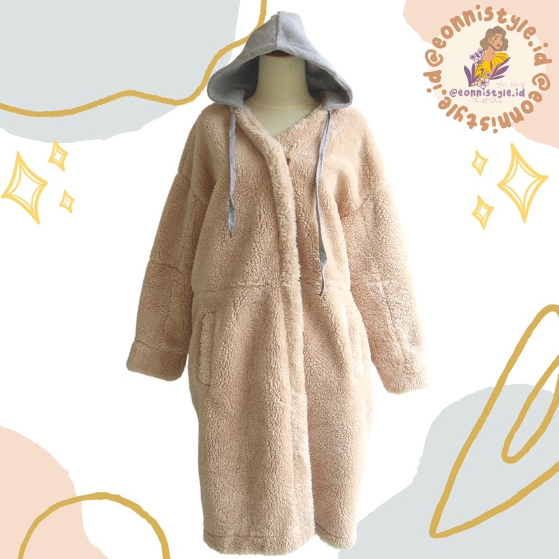JAKBUL COAT JAKET BULU SHERPA COAT SUEDE COKLAT HOODIE LONG COAT ZIPPER