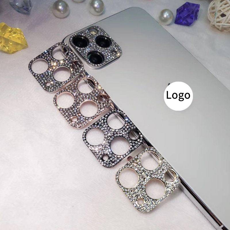 Case Pelindung Lensa Kamera Aksen Glitter Berlian Imitasi Untuk iPhone 14 13 12 11 Pro MAX Mini Plus 14 13 12