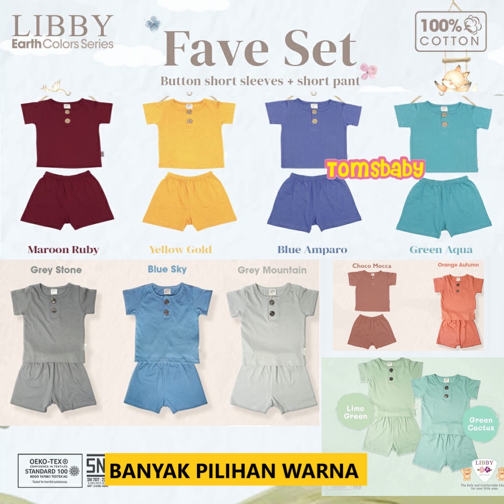 [9bln-6thn] LIBBY FAVE SET Earth Series Stelan Oblong Pendek + Celana Pendek Warna Polos