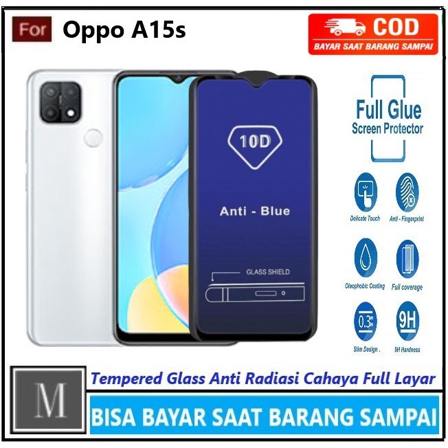 Tempered Glass Anti Blue Light Oppo A15 A15s A16 A16s A16e A16K Full Cover Anti Radiasi Cahaya Anti 