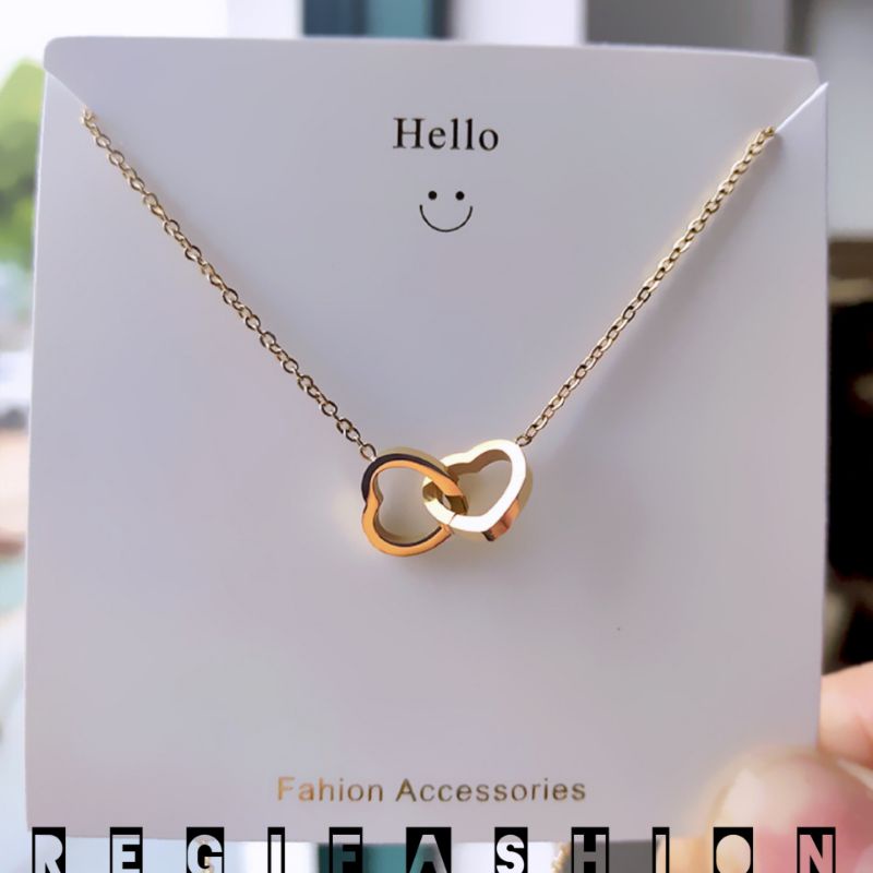 KALUNG WANITA KOREA LIONTIN LOVE GANDA KALUNG WANITA KOREA MODEL KEKINIAN ANTI KARAT TIDAK LUNTUR