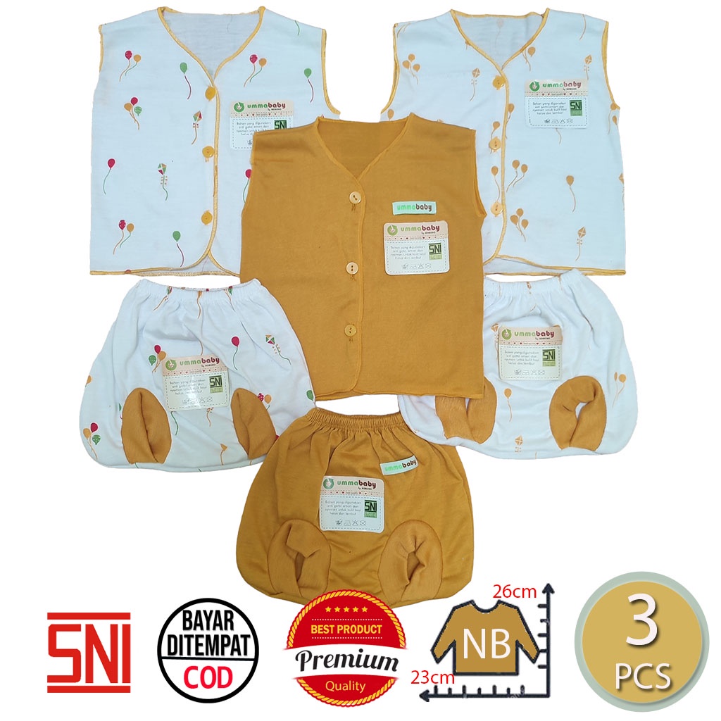 Isi 6 pcs Baju Bayi Kutung Celana Bayi 3 Set Baju Lengan Buntung Perlengkapan Bayi Baru Lahir Gift Set Baby Newborn Kado Murah