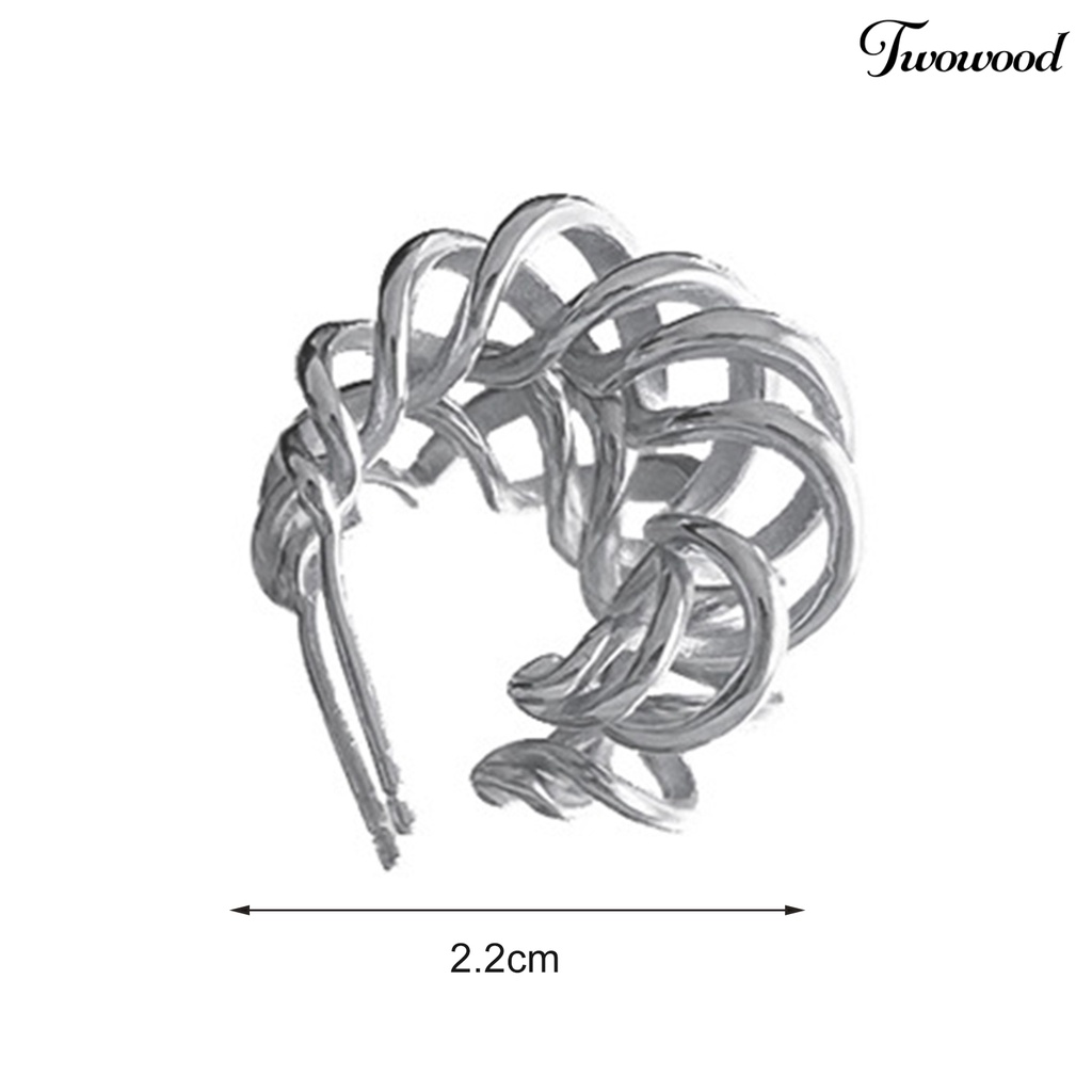 1pc Anting Hoop Bentuk C Model Hollow Twisted Warna Solid Anti Karat Untuk Dekorasi