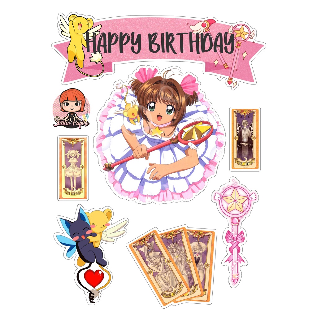 

TOPPER CAKE CUSTOM TOPPER ULANG TAHUN / HIASAN KUE CUSTOM CARD CAPTORS SAKURA