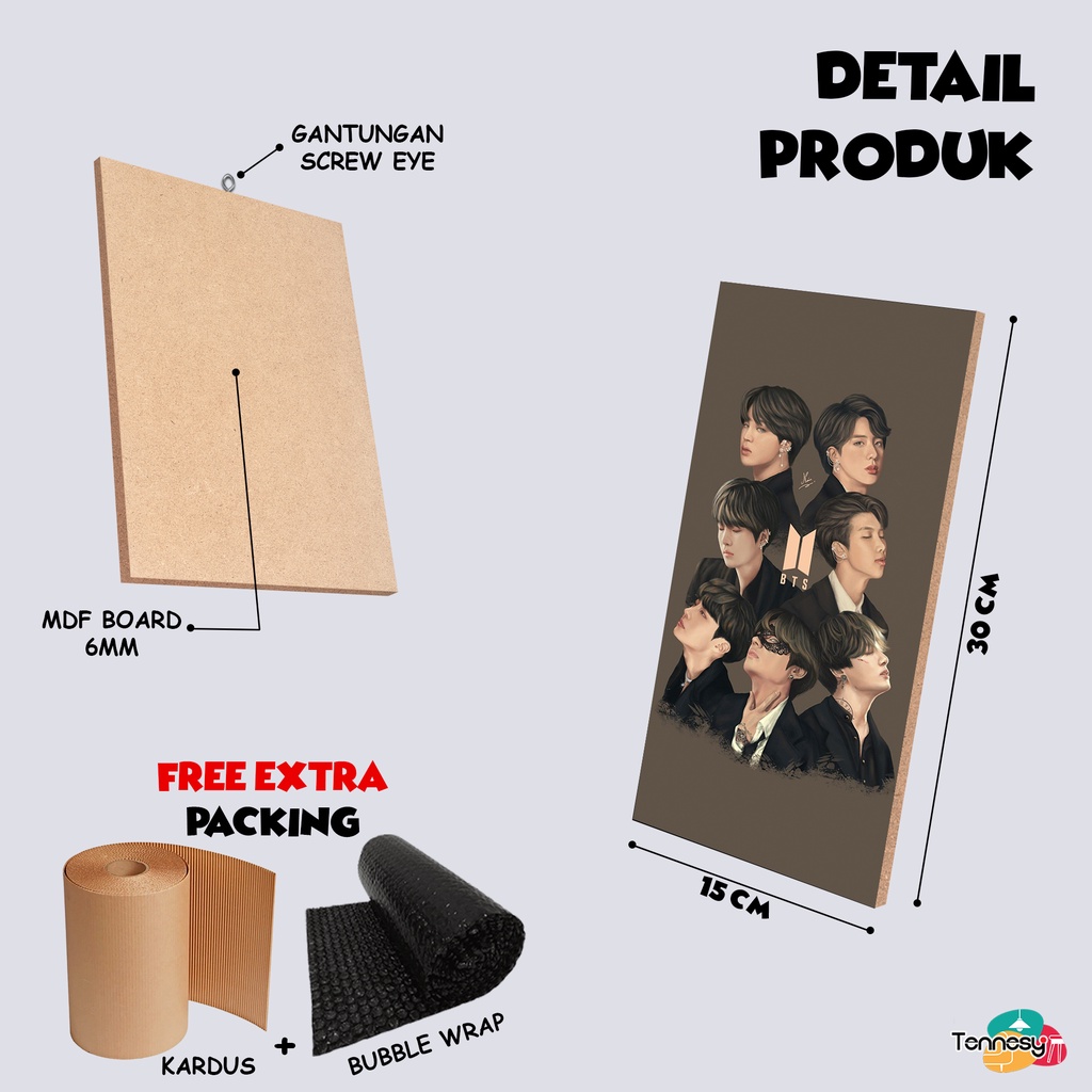 HIASAN DINDING WALL DECOR 15x30CM PAJANGAN POSTER DEKORASI KAMAR RUMAH BTS KPOP