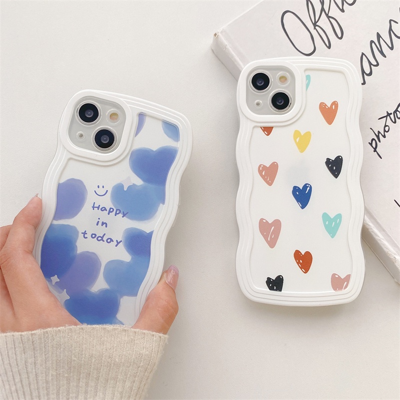 Casing Samsung A14 A04e A04s A04 A03s A03 A13 A12 A22 A32 A54 A33 A53 A73 A23 M23 A52s A52 A72 A71 A51 A31 A02s A21s A34 A54 A50 A50s A30s A30 A20 A11 A10 S20 S21 FE S22 Ultra Plus Motif Hati Milky Oil Painting Love Heart Phone Case Shockproof Soft Case