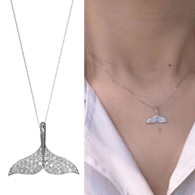 Fancyqube Kalung Dengan Liontin Bentuk Ekor Mermaid Bahan Tembaga Untuk Wanita