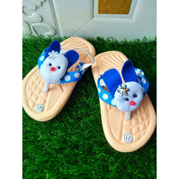 [1-3 TAHUN] Sandal Jepit Anak Perempuan press boneka kelinci rabbit / Sendal boneka  anak cewe press / SANDAL BABY KIDS BONEKA / SANDAL PREWALKER BAYI BONEKA