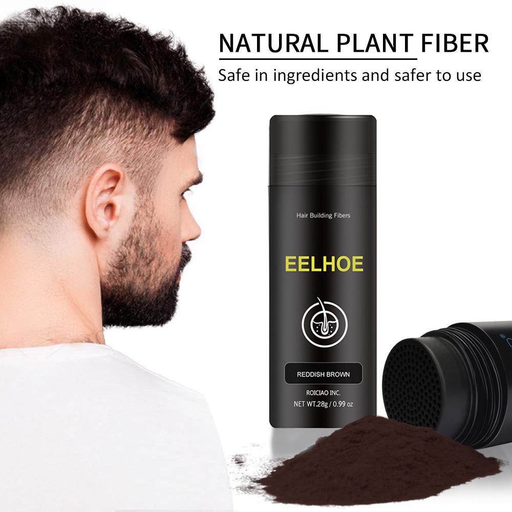 EELHOE Hair Building Fibers 28Gr for Men and Women- Serbuk Penebal Rambut Tipis (Hitam / Dark Brown)