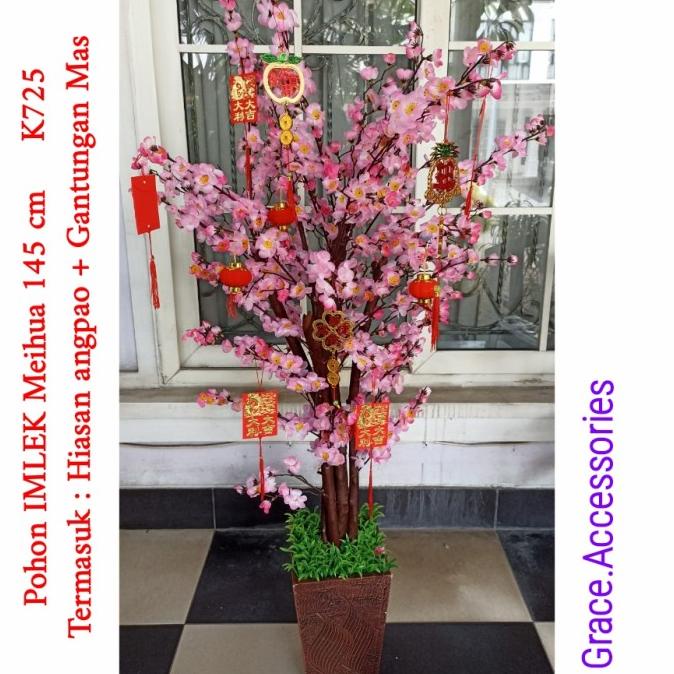 Pohon imlek meihua angpao mehwa besar 145 cm hiasan gantungan angpao