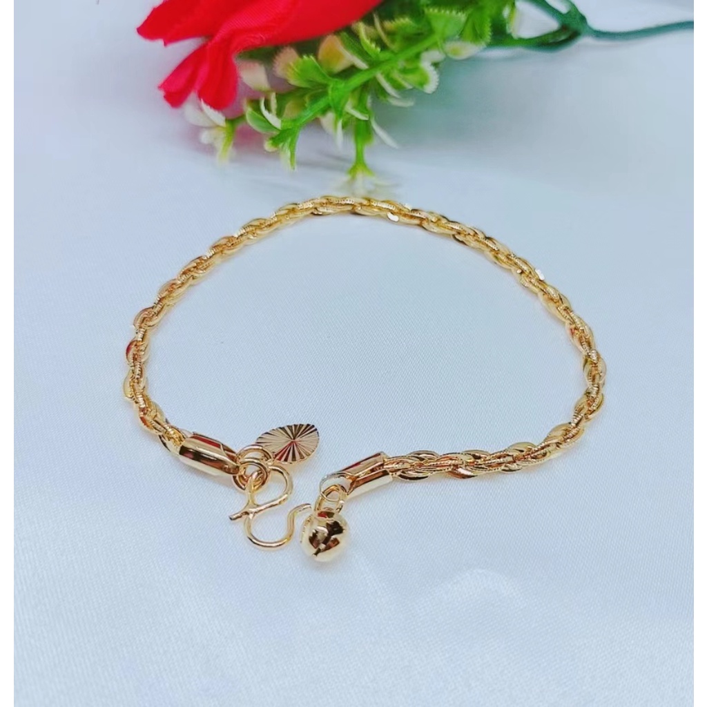 Gelang Xuping Rantai Polos Lapis Emas 24k Perhiasan Wanita D008/009/010