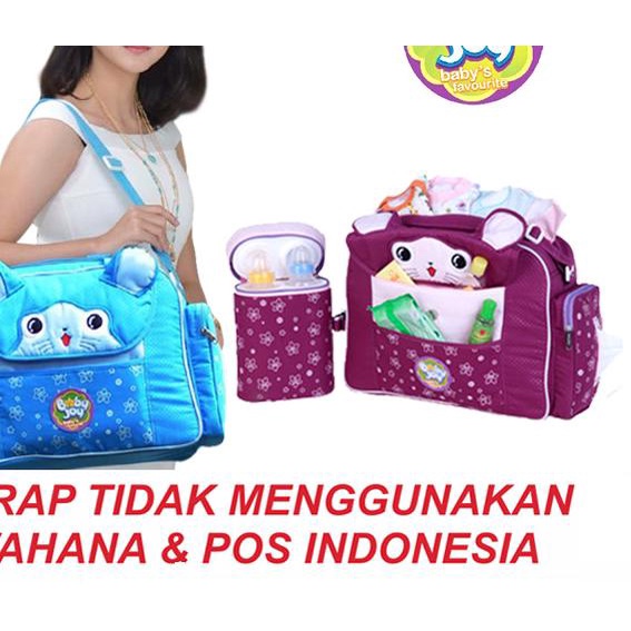 Tas Bayi Besar dg Tempat Tisu Double Botol Susu Baby Joy Melody Series - Ungu