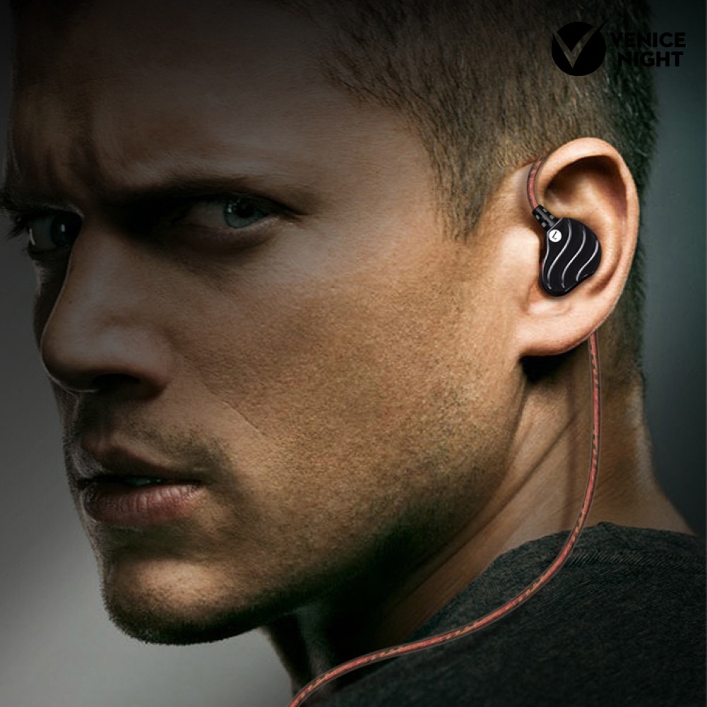 (VNEP) (Berkabel) Dual Moving Coil 4-unit In-ear HiFi Musik Earphone Olahraga Headset dengan Mic