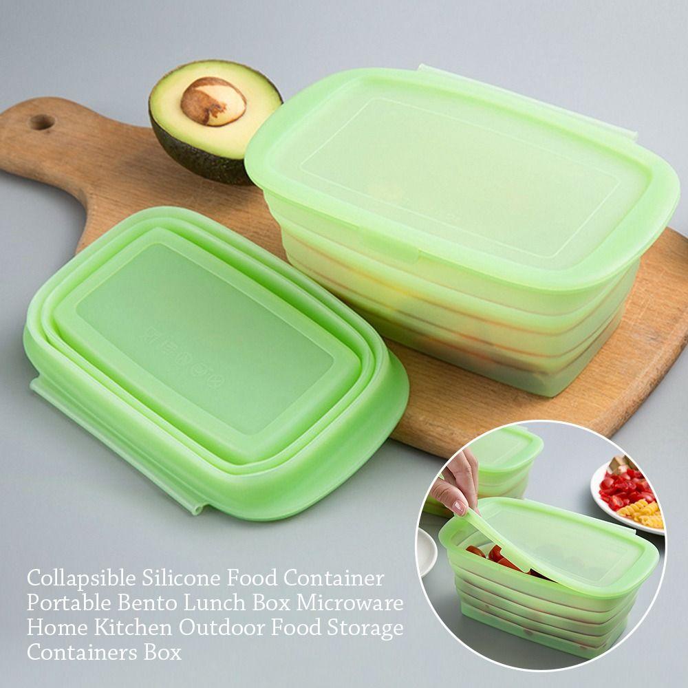 Top 1pcs Kotak Makan Dengan Tutup Salad Bowl Piknik Camping Collapsible Silicone