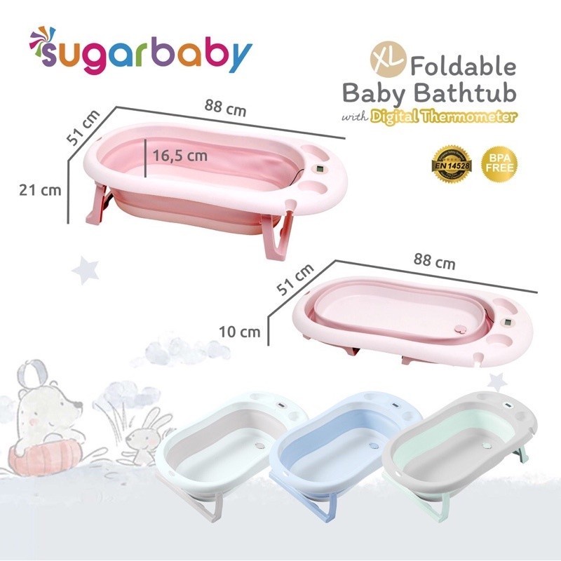 Sugar Baby XL Foldable Bath Tub with Digital Thermometer Bathtub F88