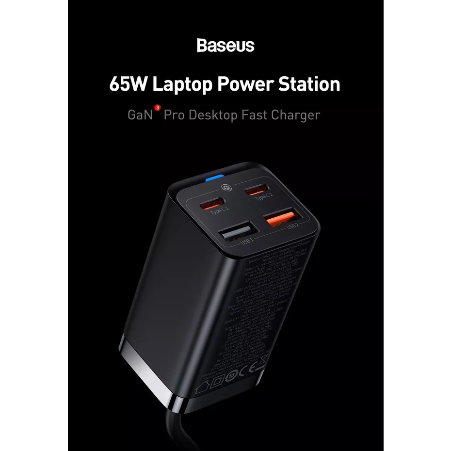 Baseus GAN3 Pro Desktop Charger Fast Charge 2U+2C 100W 65W Garansi Resmi