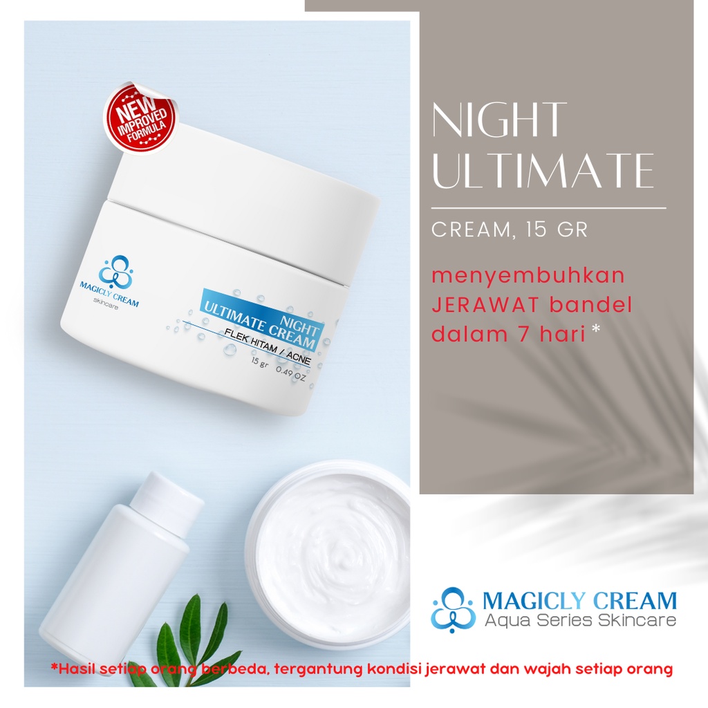 Magicly Cream Skincare, Acnes Cream Jerawat dan Bruntusan, Night Ultimate Cream 15gr