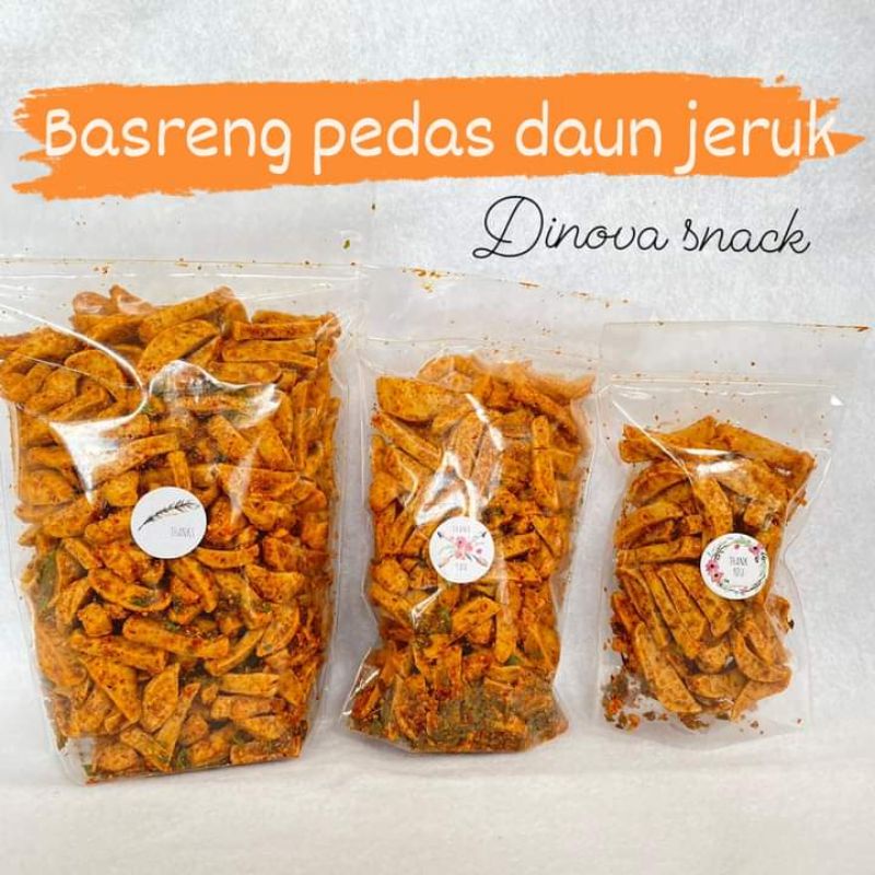 BASRENG PEDAS DAUN JERUK 500GR  basreng daun jeruk snack cemilan pedas