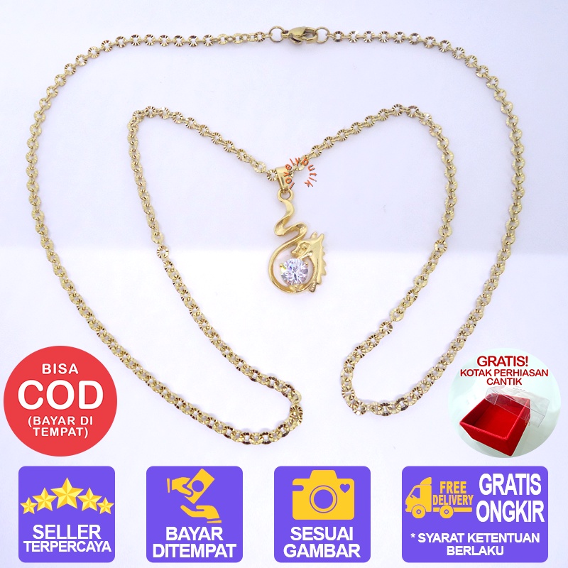 Kalung Titanium Anti Karat Nag4 Kalung Titanium Wanita Model Terbaru BONUS KOTAK PERHIASAN