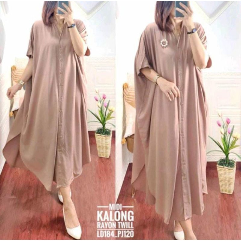 ( Midi Kalong BigSize Midi kalong jumbo)Midi dress tunik wanita muslim syakila katun rayon busui
