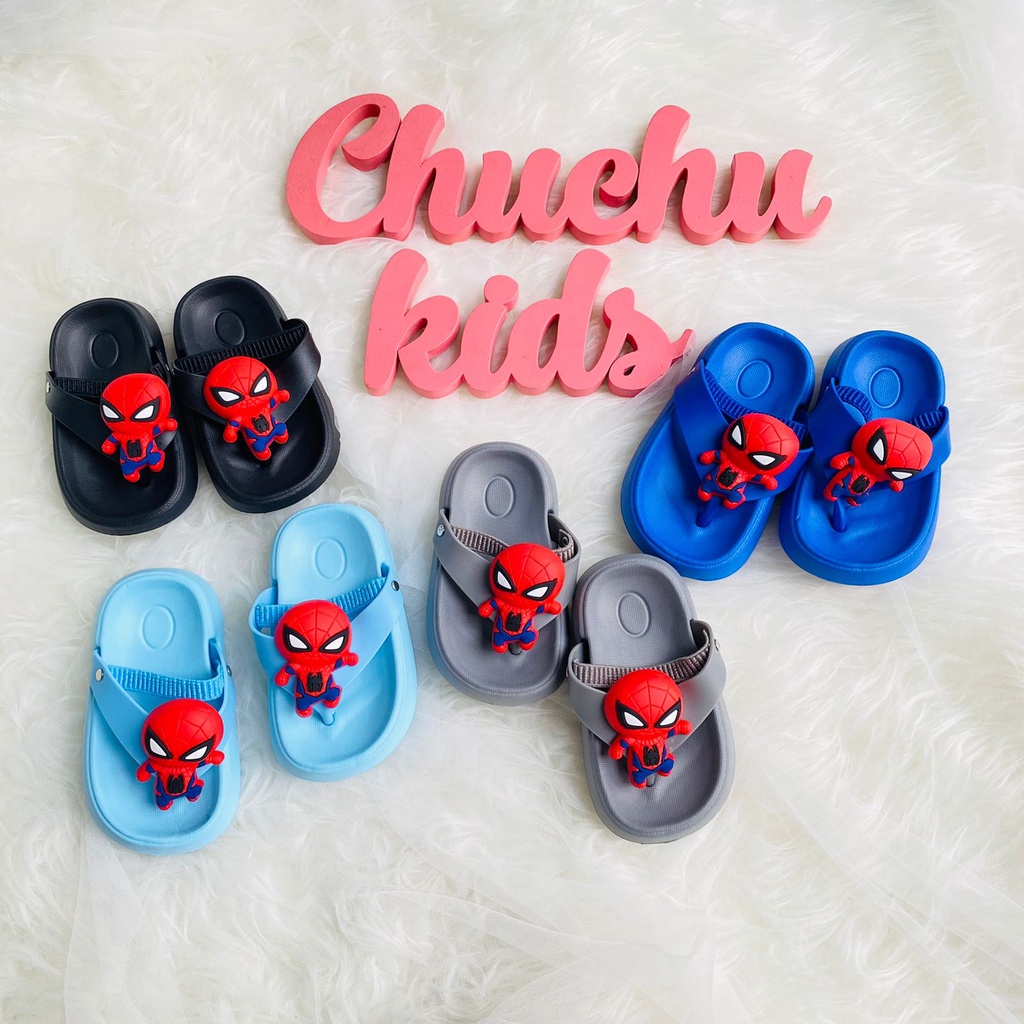 Sandal Anak / Sandal Jepit Anak Laki Laki Spiderman Bahan Karet Import Usia 0-4 Tahun