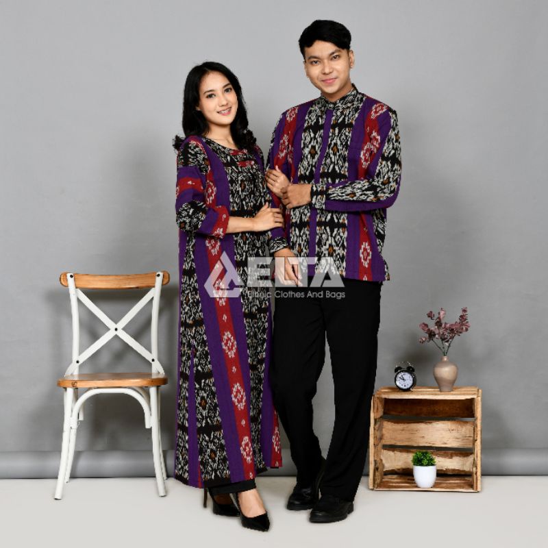baju couple tenun warna ungu