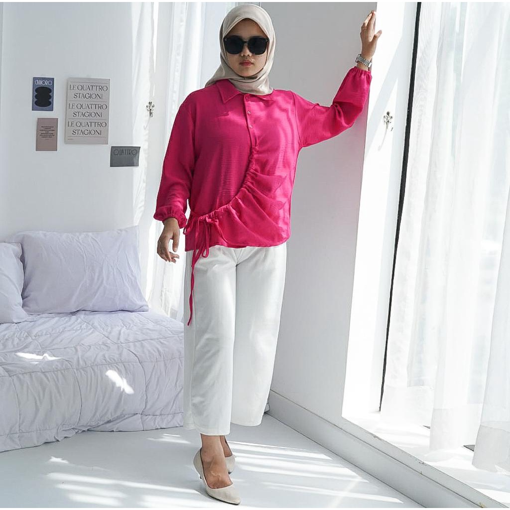 BEFAST - ZFS OOTD Blouse FELICIA / NAMIA CRINCLE BLOUSE KERUT / Blouse Wanita Model Terbaru / Pakaian Casual Remaja Wanita / Blouse Lengan Panjang Polos / Fashion Kekinian Remaja ABG / Outfit Wanita Trendy / Blouse Kerja Wanita / Terlaris