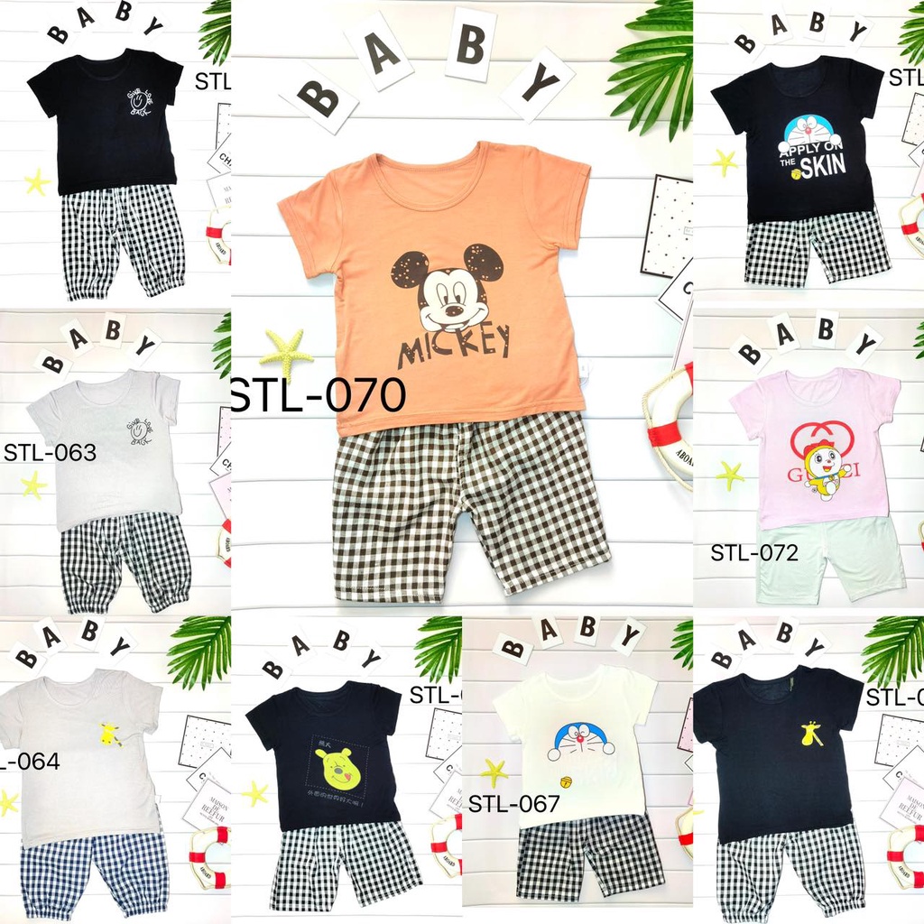 Baju Set ANAK 2-4Tahun 100%Cotton-Setelan Anak Lengan Pendek-Breathable Dan Tidak Panas