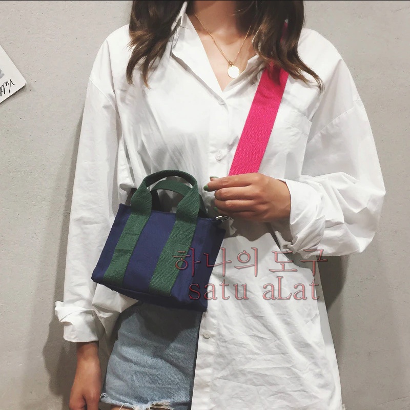 SATU ALAT Tas Selempang MIKASHA 100% Canvas Premium Tebal Tas Kanvas